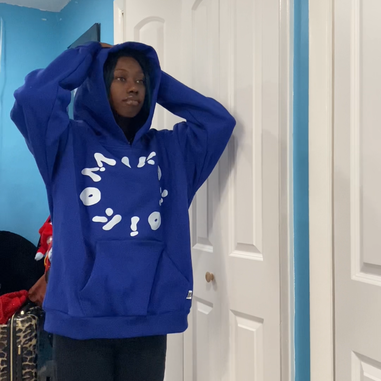 Primary Blue Hidden Pocket Pullover